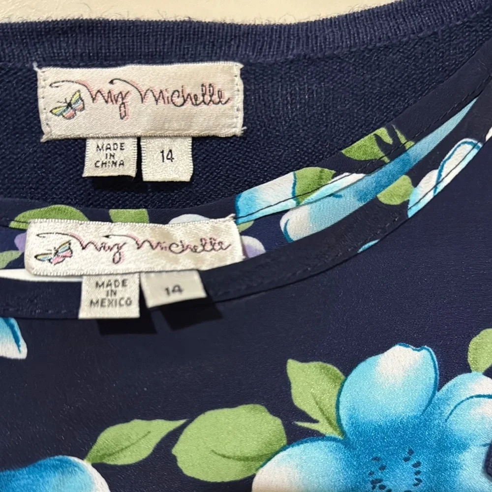 Floral Navy Dress with Cardigan